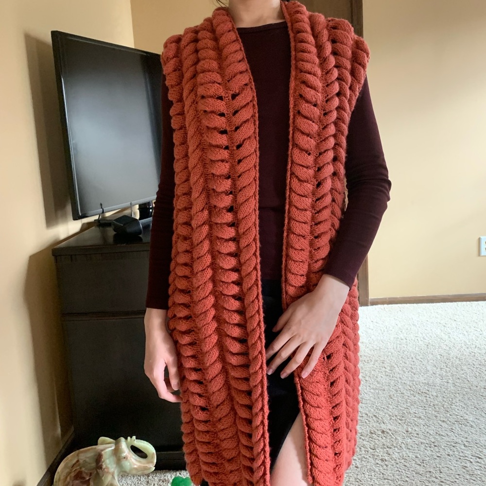 Burgundy Hand made knit vest cardigan